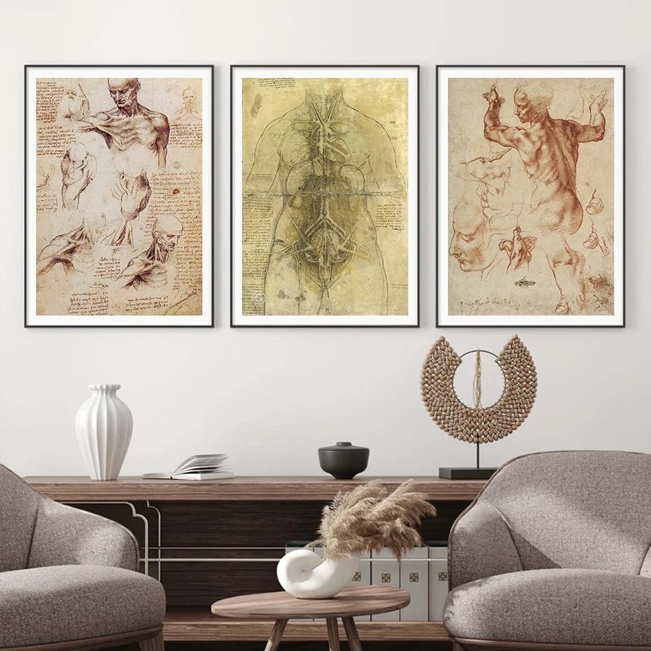 DaVinci Sketch Anatomy Muscle Vitruvian Man Wall Art Canvas Painting Nordic Poster And Prints Wall Picture For Living Room Decor - DeadScholarSociety